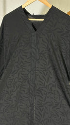 Black Jacquard Pattern Abaya – Elegant Modest Wear | Indian Made