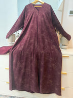 Maroon Butterfly Print Abaya