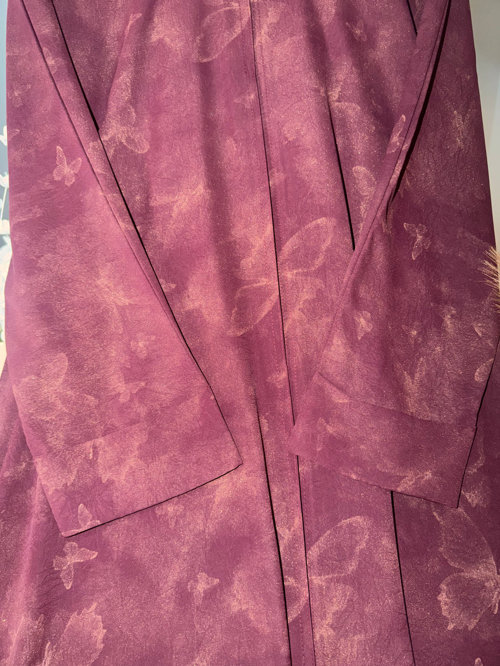 Maroon Butterfly Print Abaya