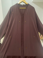 Premium Korean Nida Deep Brown Handwork Abaya