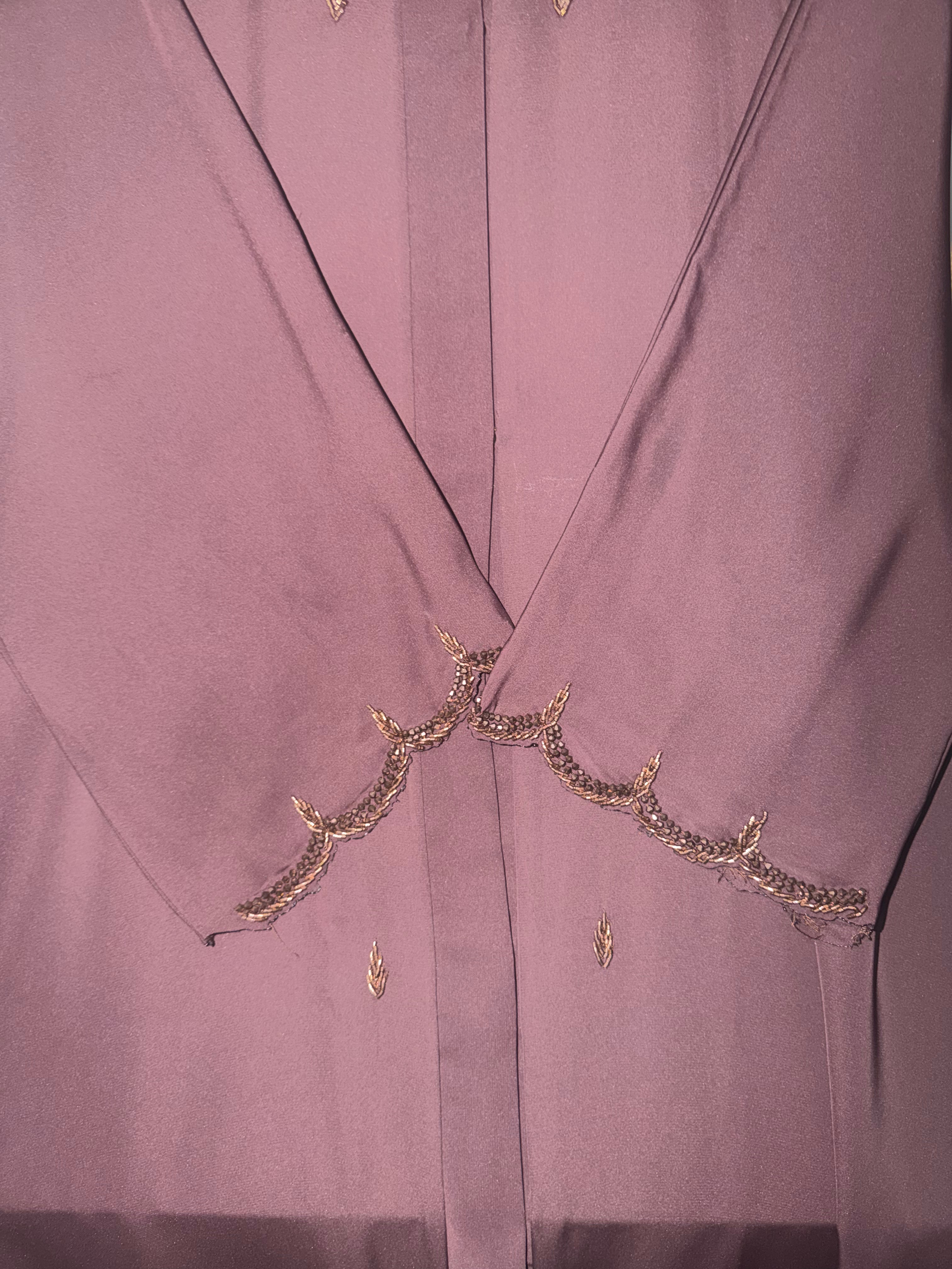 Premium Korean Nida Deep Brown Handwork Abaya