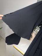 Premium Black Beaded Floral Handwork Abaya – Full Flare Korean Nida – Front Open