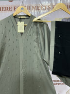 Grey Embellished Abaya – Elegant Modest Wear | Indian Made