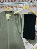 Grey Embellished Abaya – Elegant Modest Wear | Indian Made