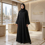 Black Floral Embellished Abaya – Elegant Modest Wear | Indian Made