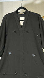 Black Heart Beaded Abaya – Zoom Fabric with Matching Dupatta (Indian Made)
