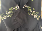 Black Floral Embroidered Abaya – Korean Nida – Front Open with Dupatta