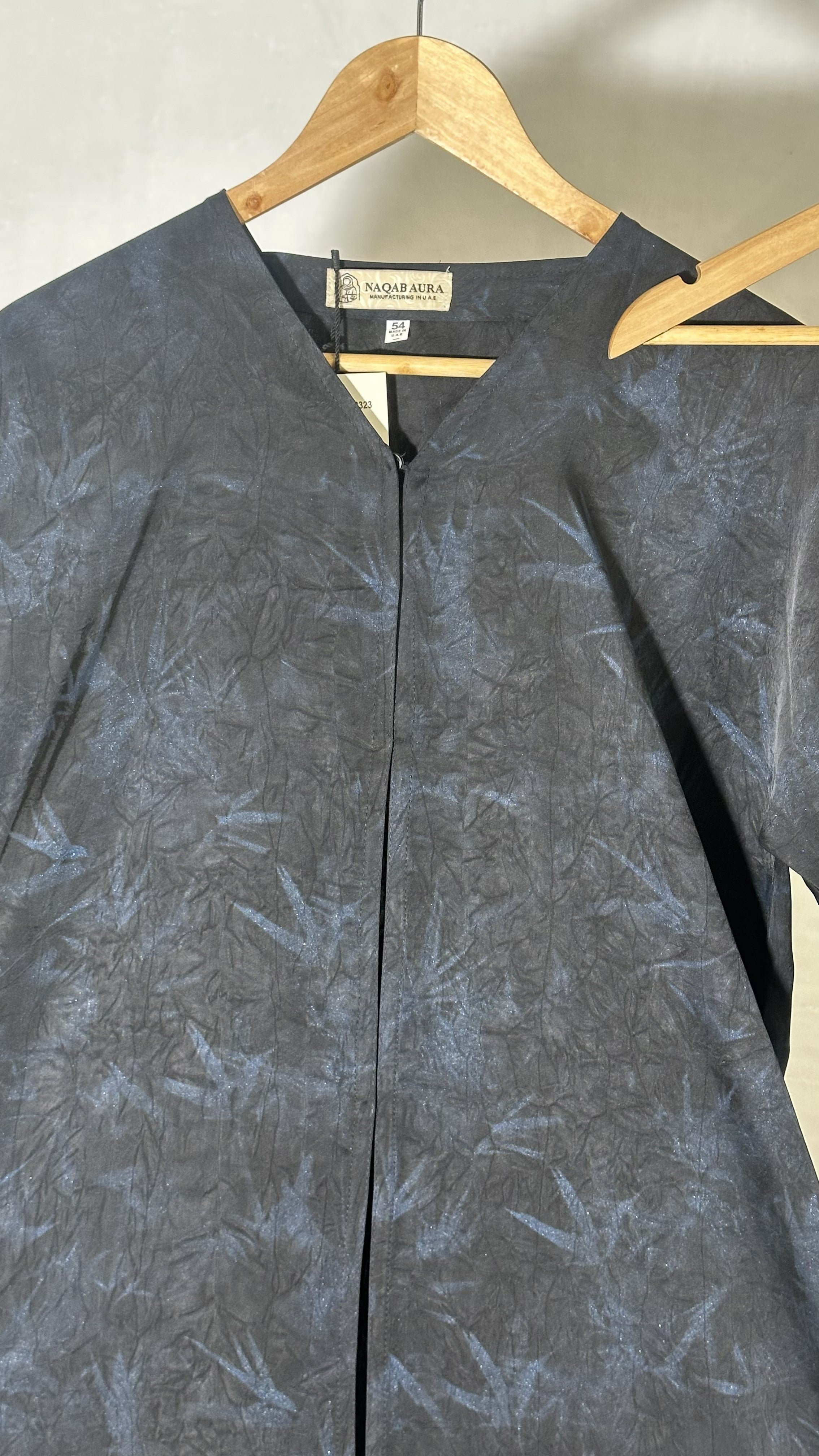 Black Abaya with Navy Blue Print