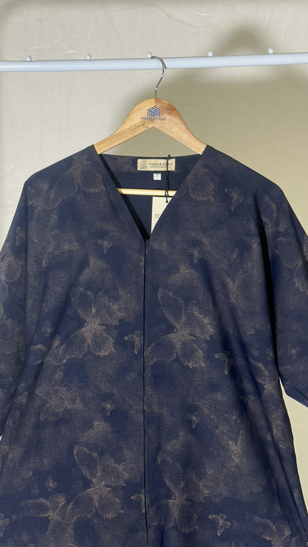 Navy Blue Butterfly Print Abaya
