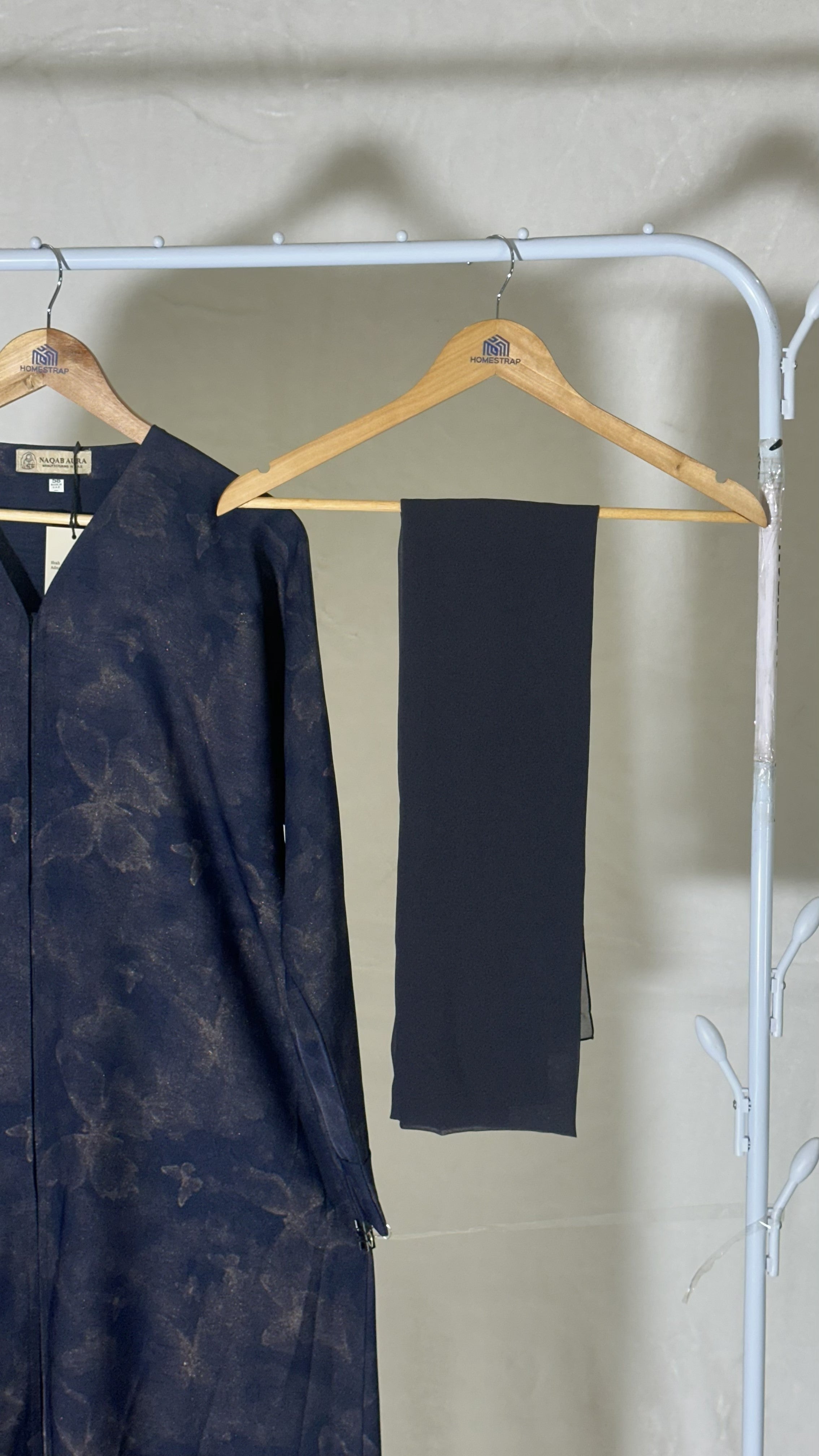 Navy Blue Butterfly Print Abaya