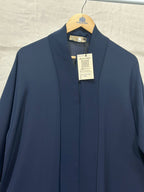 Navy Blue Plain Abaya – Korean Nida – Front Open with Dupatta